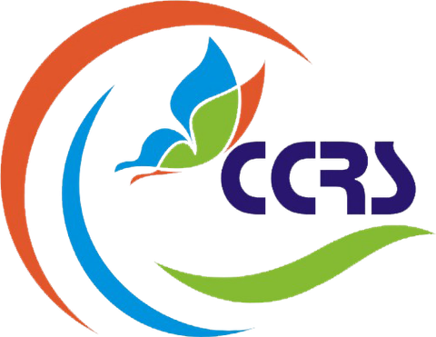 CCRS logo: a butterfly inside orange, blue and green arcs, with the letters CCRS